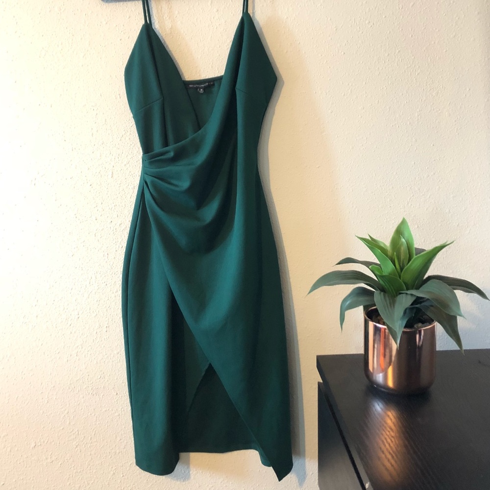 Women’s Green Asymmetrical Wrap Dress
